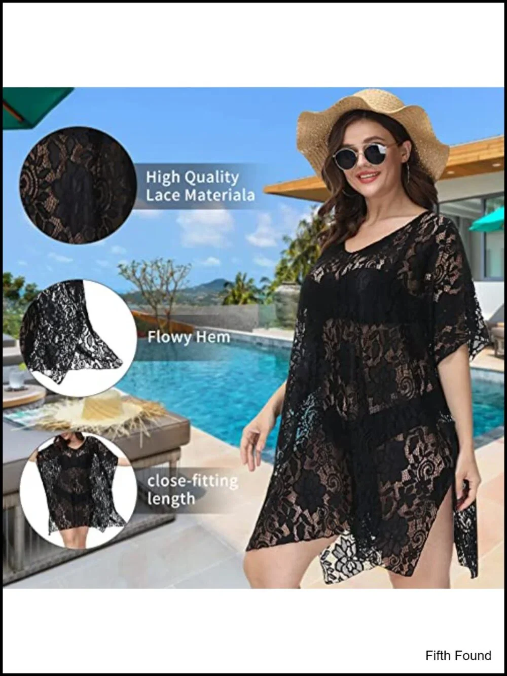 Sexy Lace Crochet Cover Up Beach Swimsuit Coverup Plus Size